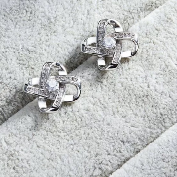 Gorgeous All Diamond Silver Stud Earrings
